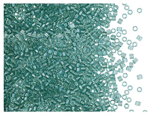 10gr 11/0 Miyuki® Delica® - Japanische Glasperlen mit einem Durchmesser von 1,6 mm mit einem Loch von 0,8 mm, Crystal Sea Foam Luster (Transparent Light Gray-Green) von Miyuki Delica Perlen