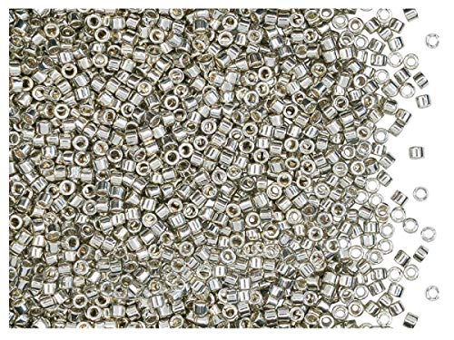 10gr 11/0 Miyuki® Delica® - Japanische Glasperlen mit einem Durchmesser von 1,6 mm mit einem Loch von 0,8 mm, Galvanized Silver Metallic von Miyuki Delica Perlen
