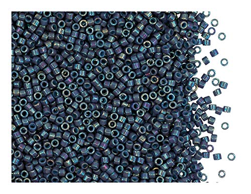 10gr 11/0 Miyuki® Delica® - Japanische Glasperlen mit einem Durchmesser von 1,6 mm mit einem Loch von 0,8 mm, Opaque Blue Gray Luster (Pink-Steel-Blue Metallic Rainbow) von Miyuki Delica Perlen