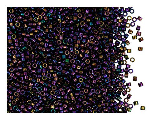 10gr 11/0 Miyuki® Delica® - Japanische Glasperlen mit einem Durchmesser von 1,6 mm mit einem Loch von 0,8 mm, Opaque Purple Iris (Metallic Rainbow Violet/Green) von Miyuki Delica Perlen