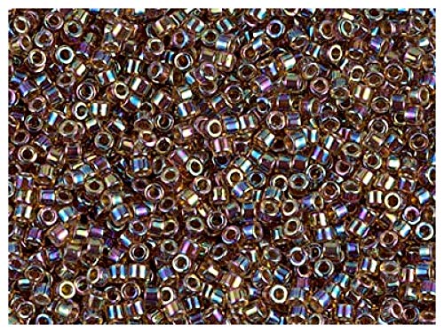 10gr 11/0 Miyuki® Delica® - Japanische Glasperlen mit einem Durchmesser von 1,6 mm mit einem Loch von 0,8 mm, Root Beer Amber AB (Transparent Wine/Blue/Gold) von Miyuki Delica Perlen
