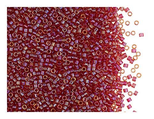 10gr 11/0 Miyuki Delica - Japanische Glasperlen mit einem Durchmesser von 1,6 mm, Crystal Transparent/Light Cranberry AB Lined (Clear Crystal/Light Raspberry Iridescent Inside) von Miyuki Delica Perlen