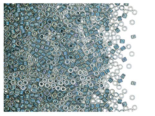10gr 11/0 Miyuki Delica - Japanische Glasperlen mit einem Durchmesser von 1,6 mm mit einem Loch von 0,8 mm, Crystal/Grey AB Lined (Transparent Crystal/Iridescent Gray Inside) von Miyuki Delica Perlen