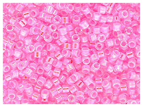 10gr 11/0 Miyuki Delica - Japanische Glasperlen mit einem Durchmesser von 1,6 mm mit einem Loch von 0,8 mm, Crystal Transparent/Pink AB Lined (Clear Crystal/Rainbow Rose Inside) von Miyuki Delica Perlen