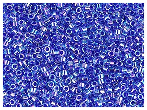 10gr 11/0 Miyuki Delica - Japanische Glasperlen mit einem Durchmesser von 1,6 mm mit einem Loch von 0,8 mm, Lined Blue Violet AB (Transparent Rainbow Sapphire/Violet) von Miyuki Delica Perlen