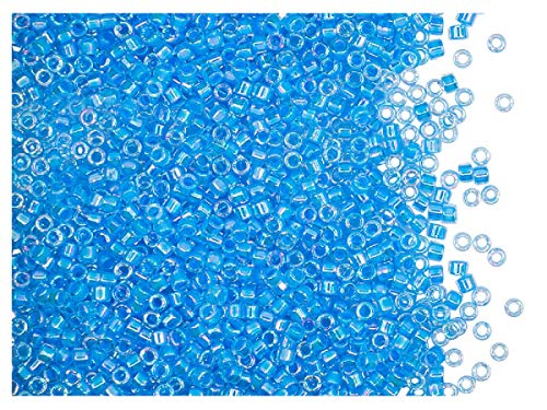 10 g Delica Glasperlen 11/0, Hellblau beschichtet AB, Japanische Glasperlen Miyuki von Miyuki