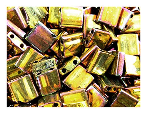 10 g Tila™ Perlen 5x5 mm, 2-Loch, Metallic Gold irisierend, Japanische Glasperlen Miyuki von Miyuki