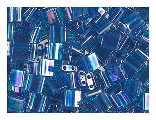 10 g Tila™ Perlen 5x5 mm, 2-Loch, Transparent Blau Capri AB, Japanische Glasperlen Miyuki von Miyuki