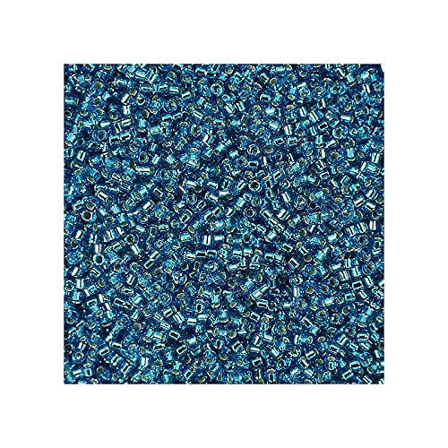 5 g Miyuki Delica 11/0 Silber gesäumt Capri Blue 1,6 mm (Silver Lined Capri Blue) von Miyuki