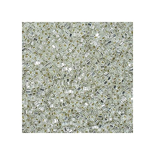 5g Miyuki Quadrat Würfel, silbergezeichneter Kristall - 1,8 mm (Miyuki Square, Silver Lined Crystal - 1.8 mm) Japanische Glas Perlen von Miyuki