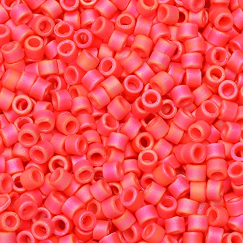 Miyuki Delica Rocailles, Größe 11/0, 7,2 g Tube, 873, matt, blickdicht, Cranberry, AB Miyuki Delica Rocailles, Größe 11/0, 7,2 g Tube, 873, matt, blickdicht, Cranberry, AB von Miyuki