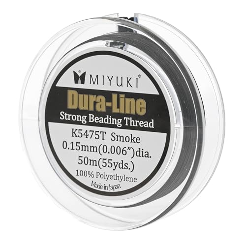 Miyuki Dura-Line Perlenfaden – langlebige geflochtene Schnur, rauchgrau, 0,15 mm Durchmesser, 50-Meter-Spule von Miyuki