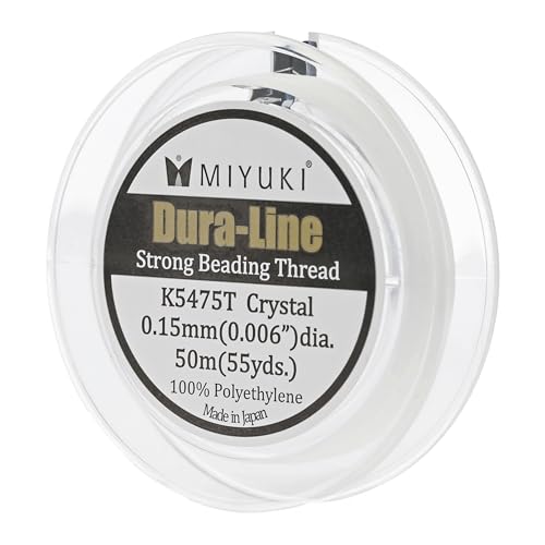Miyuki Dura-Line Perlenfaden – langlebiger geflochtener Faden, Kristall, 0,15 mm Durchmesser, 50-Meter-Spule von Miyuki
