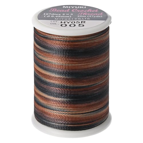 Miyuki Perlenhäkelgarn – Kieselsteinfarbe, Größe #8 (0,45 mm), 25 Meter (27 Yards), ca. 167 dtex 2 x 3 von Miyuki