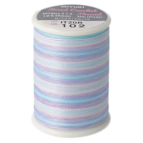 Miyuki Perlenhäkelgarn – Serenity Farbe, Größe #8 (0,45 mm), 25 Meter (27 Yards), ca. 167 dtex 2 x 3 von Miyuki