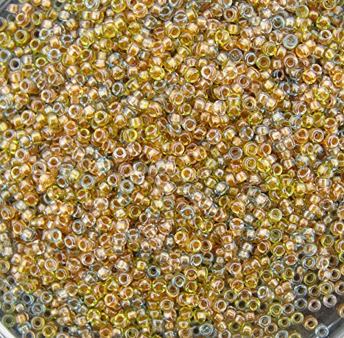 Miyuki Round Seed Bead Size 15/0 8.2g Lined Mix Gold BG Aqua by von Miyuki