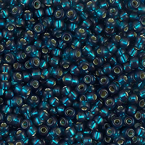 Miyuki Runde Rocailles-Perlen, Größe 8/0, silberner Rand, blauer Zirkon, 22 g Tube von Miyuki