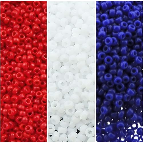 Patriotische Miyuki-Rocailles, 3 Farben, Größe 15/0, rot, weiß und blau, je 5,1 cm, 8,2 g Tube von Miyuki