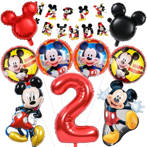 Mizijia 10 Stück Micke Mous Geburtstagsdeko 2 Jahre Junge Mädche, Geburtstags deko Set, Kindergeburtstag Luftballons Set, Micke Maus Geburtstag Party Deko Ballons Set für Kinder (2) von Mizijia