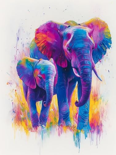 Diamond Painting Farbe Diamond Painting Erwachsene Groß XXL 70x90cm, Elefant 5D DIY Diamant Malerei Basteln Set, Kreativ Set für Erwachsene, Crystal Art Basteln Kits für Wanddeko Geschenke, Model 554 von Mlfzsccn