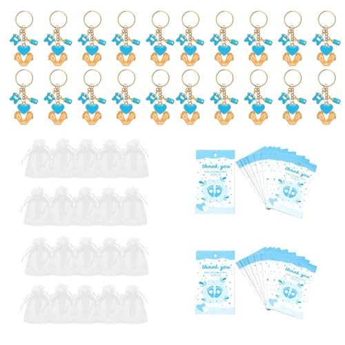 Mllepjdh 10/20 Stück Schlüsselanhänger mit Geschenktüte Babyparty Blau As Show von Mllepjdh