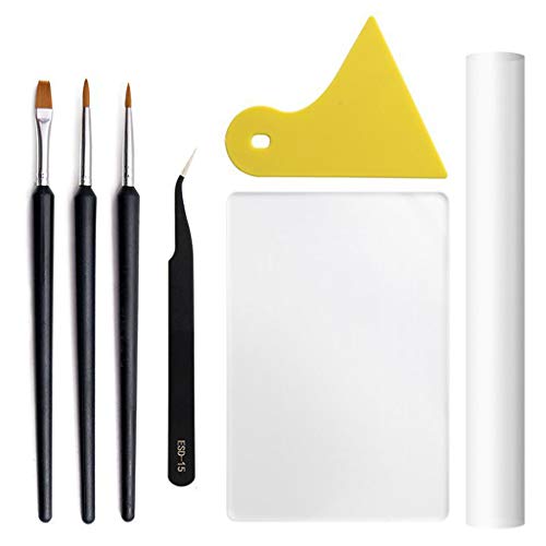 Mllepjdh 7-teiliges Acryl-Schaber-Werkzeug-Pinsel-Set zum Formen von Modelliermasse, Töpferei, Handwerk, Klonpulver Mllepjdh 7-teiliges Acryl-Schaber-Werkzeug-Pinsel-Set zum Formen von Modelliermasse, Töpferei, Handwerk, Klonpulver von Mllepjdh