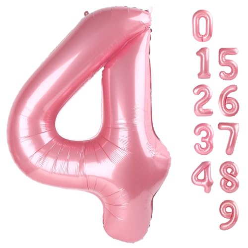 101,6 cm große Zahlenballons für Mädchen, Babyparty, 4 Mylar-Folie, Helium-Pastell-Rosa, Ballon für 4. 14 40 44 Geburtstagsparty, Ballon Nummer 4 für Abschlussfeiern, Jubiläen, Babypartys 101,6 cm große Zahlenballons für Mädchen, Babyparty, 4 Mylar-Folie, Helium-Pastell-Rosa, Ballon für 4. 14 40 44 Geburtstagsparty, Ballon Nummer 4 für Abschlussfeiern, Jubiläen, Babypartys von Mluchee