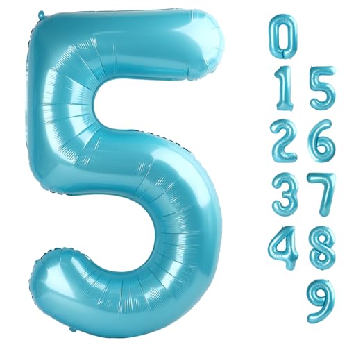 Ballon-Zahlen für Abschlussfeier 2025, 101,6 cm, Folienballon 5 Ballons für 5. Geburtstag, Dekoration, 15, 25, 35, 50, Mylar, große pastellblaue Zahlenballons für Hochzeitstag, Party-Dekoration Ballon-Zahlen für Abschlussfeier 2025, 101,6 cm, Folienballon 5 Ballons für 5. Geburtstag, Dekoration, 15, 25, 35, 50, Mylar, große pastellblaue Zahlenballons für Hochzeitstag, Party-Dekoration von Mluchee