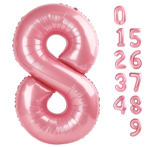 Luftballon Zahl 8 101.6 cm, Riesen Pastell Rosa 8 18 28 80 Geburtstag Luftballons für Frauen Mädchen, 8 Geburtstag Dekorationen Partybedarf, Hochzeitstag, Abschlussfeiern Luftballon Zahl 8 101.6 cm, Riesen Pastell Rosa 8 18 28 80 Geburtstag Luftballons für Frauen Mädchen, 8 Geburtstag Dekorationen Partybedarf, Hochzeitstag, Abschlussfeiern von Mluchee