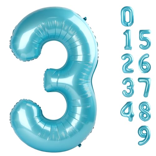 Luftballons Zahl 3 101.6 cm 3. Geburtstag Mädchen Dekorationen, Großer Pastellblauer Zahlenballon für drei Jahre alte Geburt Dekor, 13 30 31 Geburtstage Party Lieferant Luftballons Zahl 3 101.6 cm 3. Geburtstag Mädchen Dekorationen, Großer Pastellblauer Zahlenballon für drei Jahre alte Geburt Dekor, 13 30 31 Geburtstage Party Lieferant von Mluchee