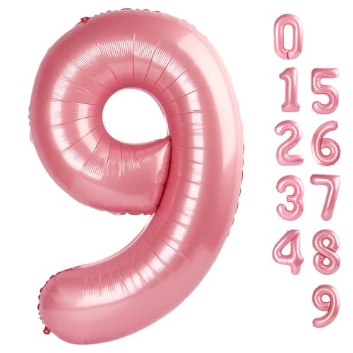 Zahlenballons 101.6 cm Pastell Rosa Groß 9 Ballon, Folie Mylar Ballons Dekorationen für 9 19 90 Geburtstagsfeier Junggesellinnenabschied Dekorationen Verlobung Hochzeit Jubiläum Zahlenballons 101.6 cm Pastell Rosa Groß 9 Ballon, Folie Mylar Ballons Dekorationen für 9 19 90 Geburtstagsfeier Junggesellinnenabschied Dekorationen Verlobung Hochzeit Jubiläum von Mluchee