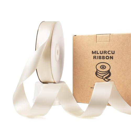 Antikweißes Satinband, 2,5 cm, weißes Satinband, 45,7 m, doppelseitiges Satinband, weißes Seidenband, dickes weißes Band für Geschenkverpackungen, Blumenstrauß, Hochzeitseinladungen, Haarschleifen, Antikweißes Satinband, 2,5 cm, weißes Satinband, 45,7 m, doppelseitiges Satinband, weißes Seidenband, dickes weißes Band für Geschenkverpackungen, Blumenstrauß, Hochzeitseinladungen, Haarschleifen, von Mlurcu