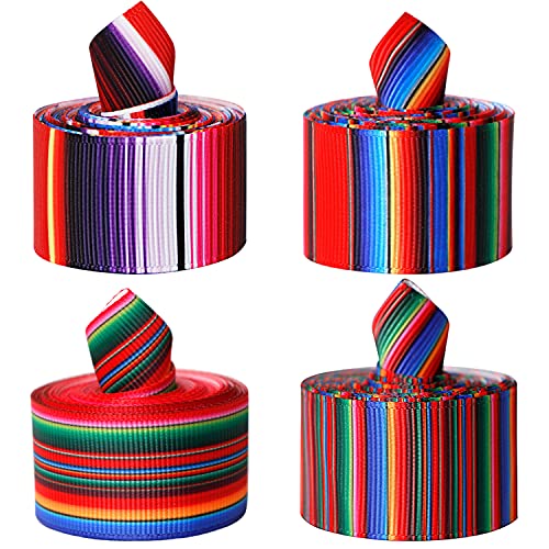MLURCU Mexikanisches Serape-Band, Fiesta-Band, 4 Rollen, Regenbogen-gestreiftes Band, Mexicano para Fiesta, buntes Ripsband für Geschenkverpackungen, mexikanische Party-Dekorationen, mexikanisches MLURCU Mexikanisches Serape-Band, Fiesta-Band, 4 Rollen, Regenbogen-gestreiftes Band, Mexicano para Fiesta, buntes Ripsband für Geschenkverpackungen, mexikanische Party-Dekorationen, mexikanisches von Mlurcu