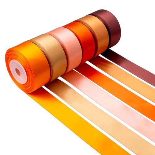 Mlurcu Gebranntes orangefarbenes Band, 2,5 cm breit, Terrakotta-Band, orangefarbenes Satinband, sortiert, einfarbig, doppelseitiges Satinband für Herbst, Hochzeit, Blumenstrauß, Verpackung, Mlurcu Gebranntes orangefarbenes Band, 2,5 cm breit, Terrakotta-Band, orangefarbenes Satinband, sortiert, einfarbig, doppelseitiges Satinband für Herbst, Hochzeit, Blumenstrauß, Verpackung, von Mlurcu