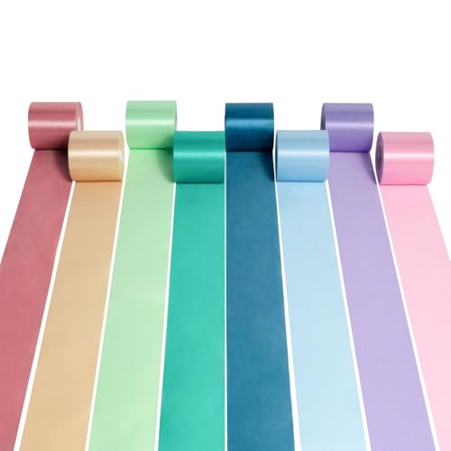Mlurcu Morandi Regenbogen-Satinband, 5,1 cm breit, buntes Band, 8 Rollen, 80 m, sortiert, für Weihnachten, Ostern, Fiesta, Party, Babyparty, Geburtstag, Hochzeit, Dekoration, Quaste, Girlande, DIY Mlurcu Morandi Regenbogen-Satinband, 5,1 cm breit, buntes Band, 8 Rollen, 80 m, sortiert, für Weihnachten, Ostern, Fiesta, Party, Babyparty, Geburtstag, Hochzeit, Dekoration, Quaste, Girlande, DIY von Mlurcu