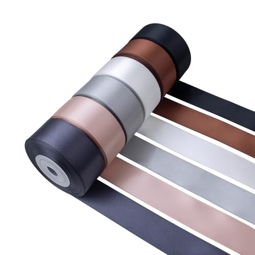 Mlurcu Satinband in Schwarz und Weiß, 2,5 cm breit, grau/braun/silberfarben, Vanilleband, sortiert, einfarbig, doppelseitiges Satinband für Hochzeit, Blumenstrauß, Geschenkverpackung, Haarschleifen, Mlurcu Satinband in Schwarz und Weiß, 2,5 cm breit, grau/braun/silberfarben, Vanilleband, sortiert, einfarbig, doppelseitiges Satinband für Hochzeit, Blumenstrauß, Geschenkverpackung, Haarschleifen, von Mlurcu