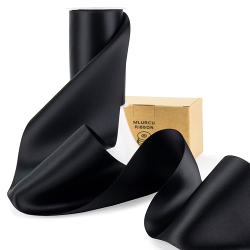 Schwarzes Satinband, doppelseitig, dickes Polyester-Seidengewebe, großes schwarzes Band für Stuhlschärpen, Blumenstrauß, Geschenkverpackungen, Nähen, Basteln, Hochzeit, Party, Halloween, große Schwarzes Satinband, doppelseitig, dickes Polyester-Seidengewebe, großes schwarzes Band für Stuhlschärpen, Blumenstrauß, Geschenkverpackungen, Nähen, Basteln, Hochzeit, Party, Halloween, große von Mlurcu