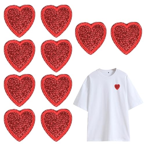 10 Stück Rote Herz-Aufnäher Bestickt, Herz Patches zum Aufbügeln, Herz Bestickte Patches, Herzförmige Aufnäher Aufbügelflicken, Aufbügelflicken Applikation Für Jeans, Kleidung, Hüte, Rucksäcke 10 Stück Rote Herz-Aufnäher Bestickt, Herz Patches zum Aufbügeln, Herz Bestickte Patches, Herzförmige Aufnäher Aufbügelflicken, Aufbügelflicken Applikation Für Jeans, Kleidung, Hüte, Rucksäcke von Mmgoqqt