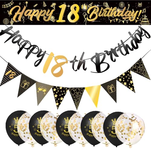 18 Geburtstag Dekorationen, Einschließlich Partyzubehör Geburtstag Banner Dreieck Flaggen Konfetti Latex Luftballons, für 18 Geburtstag Dekorationen Party Supplies 18 Geburtstag Dekorationen, Einschließlich Partyzubehör Geburtstag Banner Dreieck Flaggen Konfetti Latex Luftballons, für 18 Geburtstag Dekorationen Party Supplies von Mmgoqqt