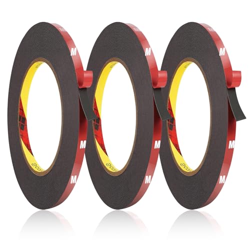 3 Stück Doppelseitiges Klebeband, 8m x 10mm Montageband Extra Stark Wasserdichtes Montageklebeband, klebestreifen für Wand und LED-Streifen, Auto, Heim Büro, Hergestellt aus 3M VHB Klebeband 3 Stück Doppelseitiges Klebeband, 8m x 10mm Montageband Extra Stark Wasserdichtes Montageklebeband, klebestreifen für Wand und LED-Streifen, Auto, Heim Büro, Hergestellt aus 3M VHB Klebeband von Mmgoqqt