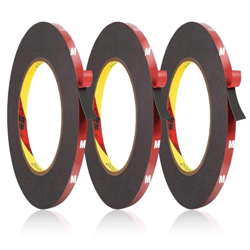 3 Stück Doppelseitiges Klebeband, 8m x 10mm Montageband Extra Stark Wasserdichtes Montageklebeband, klebestreifen für Wand und LED Streifen, Auto, Heim Büro, Hergestellt aus 3M VHB Klebeband 3 Stück Doppelseitiges Klebeband, 8m x 10mm Montageband Extra Stark Wasserdichtes Montageklebeband, klebestreifen für Wand und LED Streifen, Auto, Heim Büro, Hergestellt aus 3M VHB Klebeband von Mmgoqqt