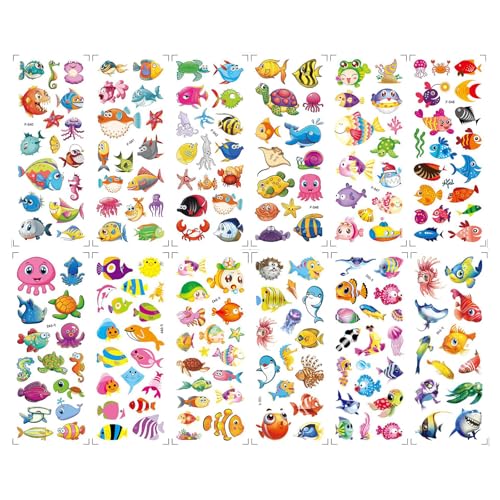 3D Sticker, 12 Blatt Kinder Meerestier Aufkleber 3D Ozean Sticker Set Tier, Mädchen Jungen Für Belohnungsaufkleber Kinder, Mitgebsel Kindergeburtstag Gastgeschenke von Mmgoqqt