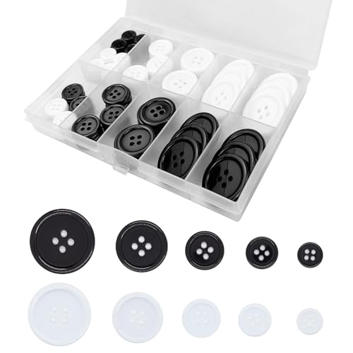 80 Stück Schwarze Weiße Knöpfe, Knöpfe für Bekleidung, Knöpfe zum Nähen, Harz Buttons, 4 Löcher Knöpfen, Verschiedene Knöpfe für Hosen, Anzüge, Mäntel, DIY Handwerk, 6 Größen 80 Stück Schwarze Weiße Knöpfe, Knöpfe für Bekleidung, Knöpfe zum Nähen, Harz Buttons, 4 Löcher Knöpfen, Verschiedene Knöpfe für Hosen, Anzüge, Mäntel, DIY Handwerk, 6 Größen von Mmgoqqt
