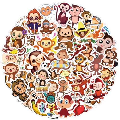 Animal Monkeys Aufkleber, 64 Stück Sticker Kinder Tiere Aufkleber Kinder Wasserfest Lustige Tiermuster Sticker, Für Erwachsene Teenager Mädchen Scrapbook Skateboard Auto Gepäck von Mmgoqqt