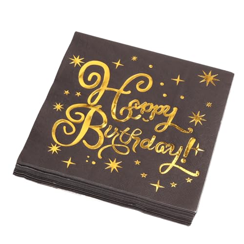 Happy Birthday Servietten, 20 Stück Party-Serviette Schwarz Golddruck Gepunktete, Für Papierservietten Geburtstag Party Deko Servietten Mann Frau Happy Birthday Servietten, 20 Stück Party-Serviette Schwarz Golddruck Gepunktete, Für Papierservietten Geburtstag Party Deko Servietten Mann Frau von Mmgoqqt
