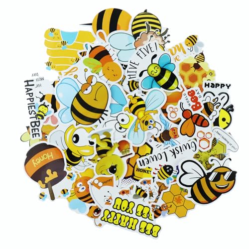 Kleine Bienen Aufkleber, 50 Stück Auto Laptop Telefon Gitarre Skateboard Motorrad Fahrrad Bienen Stickers Set Vinyl Wasserdicht, Für Erwachsene Kinder von Mmgoqqt