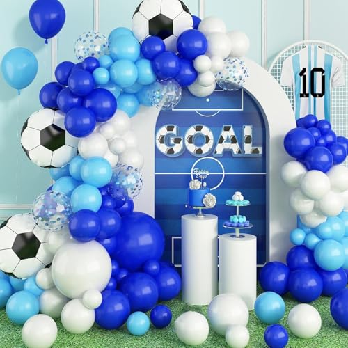 Luftballon-Dekorationen, königsblau-weiß-himmelblaue Luftballons mit Fußball-Aluminiumfolien-Ballons für Männer, Frauen, Teenager, Kinder, Fußball, Thema, Geburtstagsparty, Dekorzubehör Luftballon-Dekorationen, königsblau-weiß-himmelblaue Luftballons mit Fußball-Aluminiumfolien-Ballons für Männer, Frauen, Teenager, Kinder, Fußball, Thema, Geburtstagsparty, Dekorzubehör von Mmgoqqt