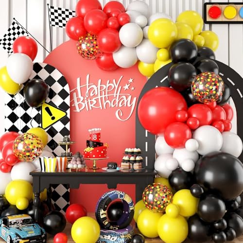 Luftballons Kit, Rot und Schwarz Weiß Luftballons Girlande Kit, Ballon für Jungen Geburtstag Babyparty Rennauto Thema Party Dekorationen Supplies Luftballons Kit, Rot und Schwarz Weiß Luftballons Girlande Kit, Ballon für Jungen Geburtstag Babyparty Rennauto Thema Party Dekorationen Supplies von Mmgoqqt