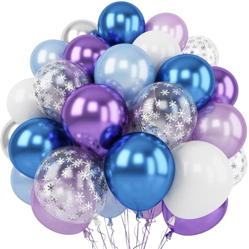 Luftballons Set, 12 Zoll Lila Blau Weiß und Silber Luftballons mit Schneeflocken Konfetti Ballons für Gril Geburtstag Party Dekoration für Kinder Winter Geburtstag Party Supplies Luftballons Set, 12 Zoll Lila Blau Weiß und Silber Luftballons mit Schneeflocken Konfetti Ballons für Gril Geburtstag Party Dekoration für Kinder Winter Geburtstag Party Supplies von Mmgoqqt