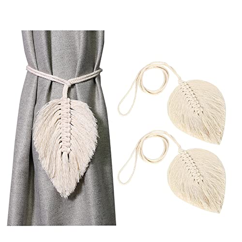 Vorhang Zugband, 2 Stück Vorhang Raffhalter, Gardine Beige, Handgefertigt Raffhalter Gardinen mit Blattförmiger Macramee für Gardinen Deko Vorhang Zugband, 2 Stück Vorhang Raffhalter, Gardine Beige, Handgefertigt Raffhalter Gardinen mit Blattförmiger Macramee für Gardinen Deko von Mmgoqqt